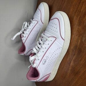Puma White and Pink Retro Sneakers with Breathable Design Womens SIZE 8